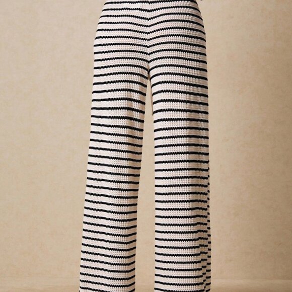 Multicolor Casual Women's Striped Trousers with Pockets - Picture 2 of 7